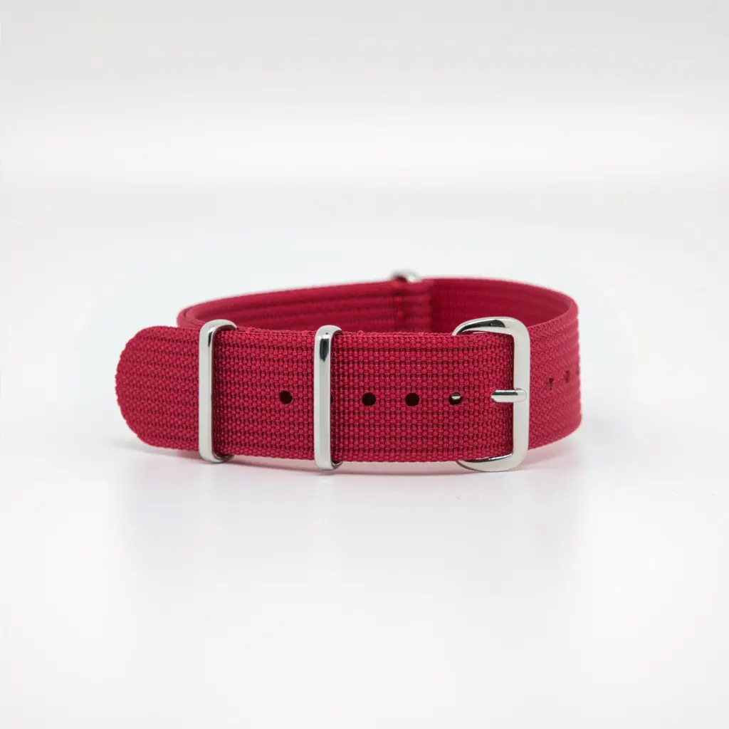 Bracelet de montre Nato en nylon côtelé rouge