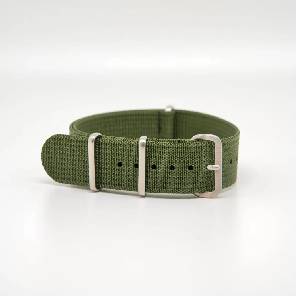 Bracelet de montre Nato en nylon côtelé vert