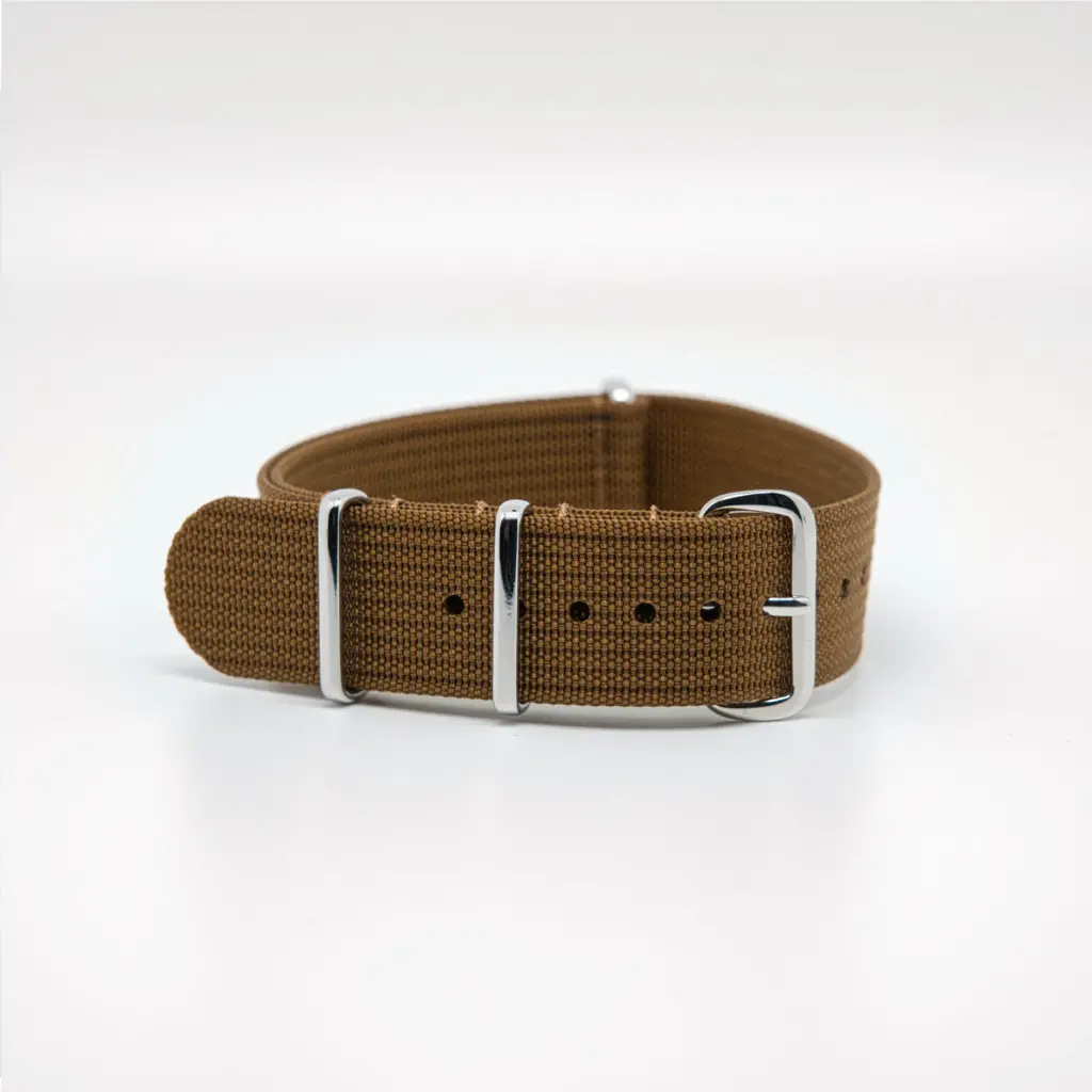 Bracelet de montre Nato en nylon côtelé marron