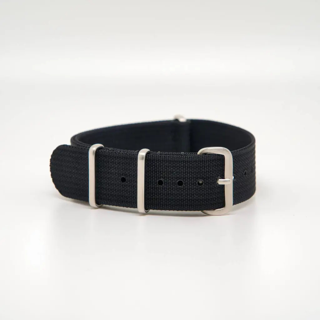 Bracelet de montre Nato en nylon côtelé noir